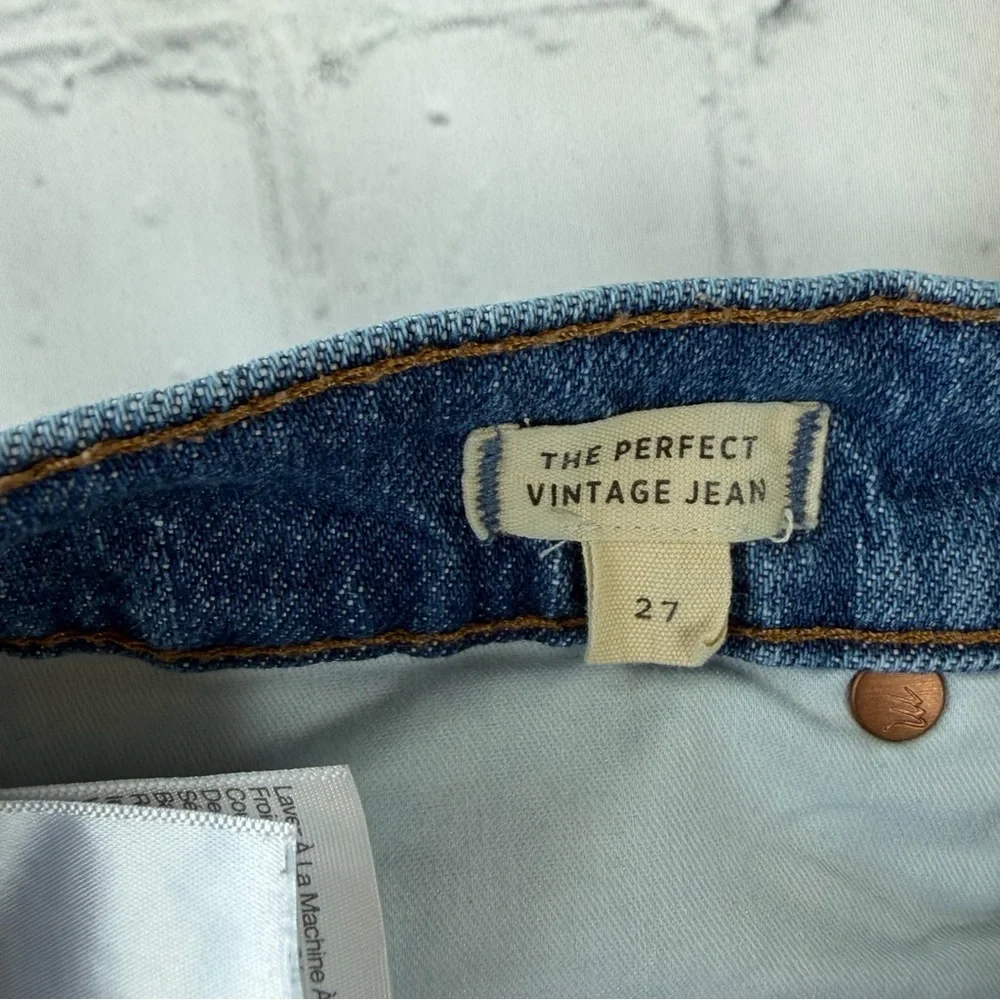 ✅ Madewell High-Rise Blue The perfect Vintage  Jeans frayed hem size 27